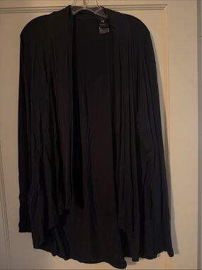 Shebird Black Open-Front Draped Cardigan